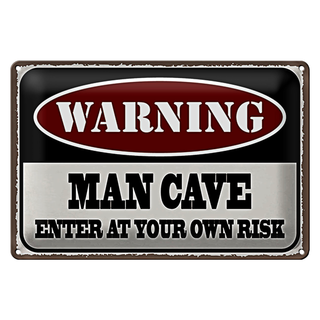 Blechschild Spruch 30x20cm Warning man cave enter at your