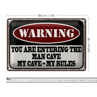 Blechschild Spruch 30x20cm Warning you entering man cave