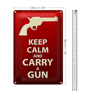Blechschild Spruch 20x30cm Keep Calm and carry a gun