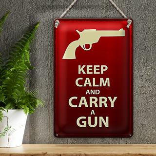 Blechschild Spruch 20x30cm Keep Calm and carry a gun