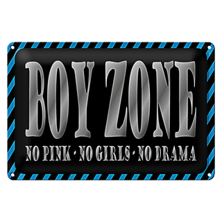 Blechschild Spruch 30x20cm Boy Zone no pink girls no drama
