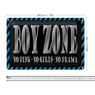 Blechschild Spruch 30x20cm Boy Zone no pink girls no drama
