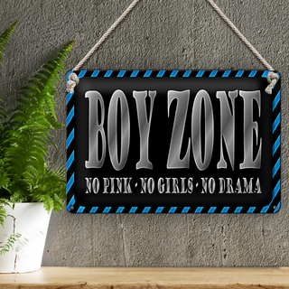 Blechschild Spruch 30x20cm Boy Zone no pink girls no drama