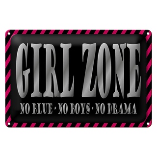 Blechschild Spruch 30x20cm Girl Zone no blue no boys no