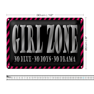 Blechschild Spruch 30x20cm Girl Zone no blue no boys no