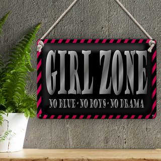 Blechschild Spruch 30x20cm Girl Zone no blue no boys no