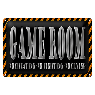 Blechschild Spruch 30x20cm Game Room no cheating no crying