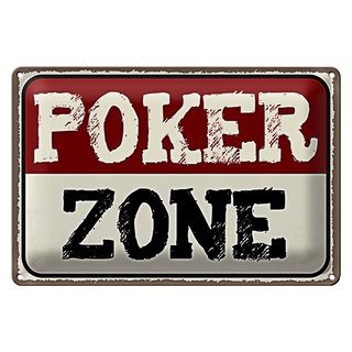 Blechschild Spruch 30x20cm Poker Zone