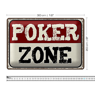 Blechschild Spruch 30x20cm Poker Zone