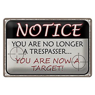 Blechschild Spruch 30x20cm notice you no longer trespasser