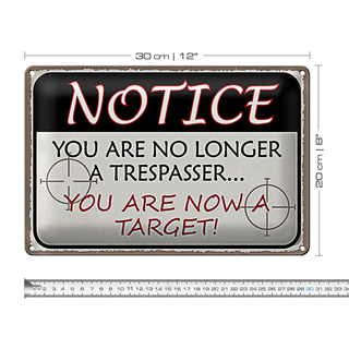 Blechschild Spruch 30x20cm notice you no longer trespasser