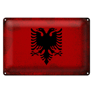 Blechschild Flagge Albanien 30x20cm Flag Albania Vintage