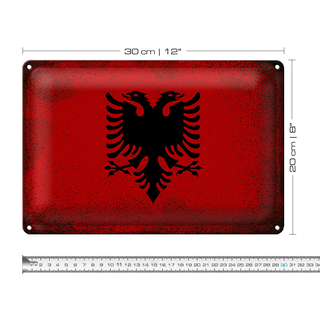 Blechschild Flagge Albanien 30x20cm Flag Albania Vintage
