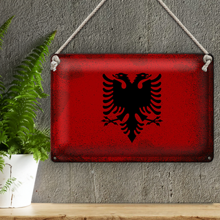 Blechschild Flagge Albanien 30x20cm Flag Albania Vintage