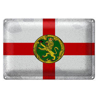 Blechschild Flagge Alderney 30x20cm Flag Alderney Vintage