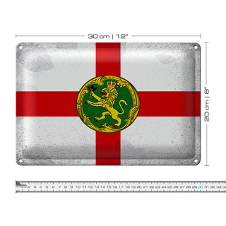 Blechschild Flagge Alderney 30x20cm Flag Alderney Vintage