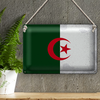 Blechschild Flagge Algerien 30x20cm Flag Algeria Vintage