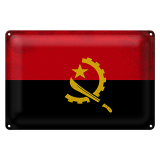 Blechschild Flagge Angola 30x20cm Flag of Angola Vintage