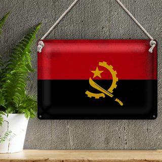 Blechschild Flagge Angola 30x20cm Flag of Angola Vintage