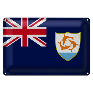 Blechschild Flagge Anguilla 30x20cm Flag Anguilla Vintage