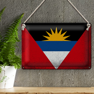 Blechschild Flagge Antigua und Barbuda 30x20cm Flag Vintage