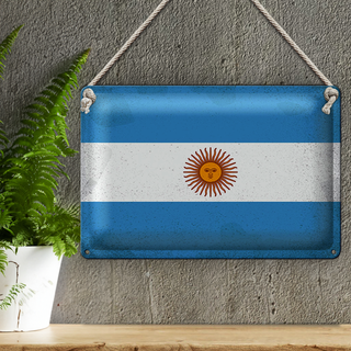 Blechschild Flagge Argentinien 30x20cm Argentina Vintage