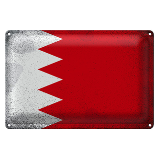 Blechschild Flagge Bahrain 30x20cm Flag of Bahrain Vintage