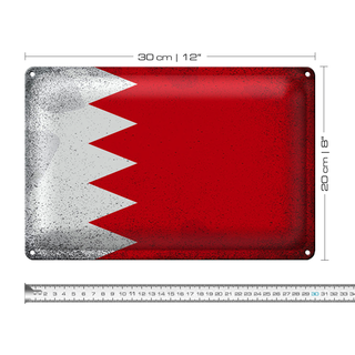 Blechschild Flagge Bahrain 30x20cm Flag of Bahrain Vintage