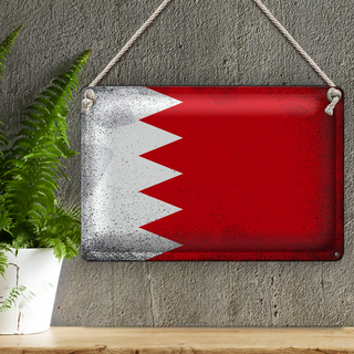 Blechschild Flagge Bahrain 30x20cm Flag of Bahrain Vintage