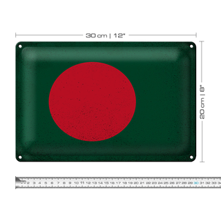 Blechschild Flagge Bangladesch 30x20cm Bangladesh Vintage