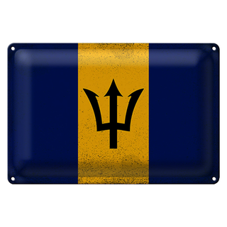 Blechschild Flagge Barbados 30x20cm Flag Barbados Vintage