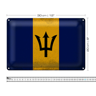 Blechschild Flagge Barbados 30x20cm Flag Barbados Vintage