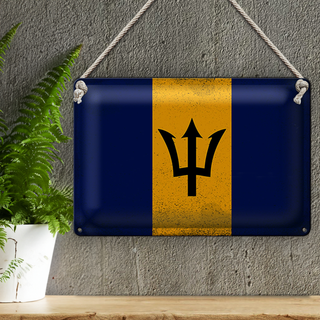 Blechschild Flagge Barbados 30x20cm Flag Barbados Vintage