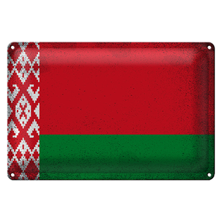 Blechschild Flagge Weißrussland 30x20cm Belarus Vintage