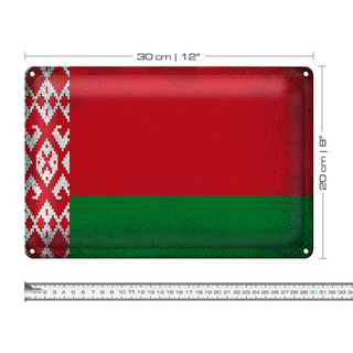 Blechschild Flagge Weißrussland 30x20cm Belarus Vintage