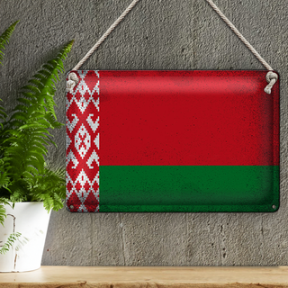 Blechschild Flagge Weißrussland 30x20cm Belarus Vintage