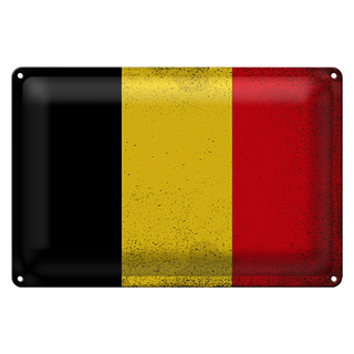 Blechschild Flagge Belgien 30x20cm Flag of Belgium Vintage