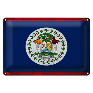 Blechschild Flagge Belize 30x20cm Flag of Belize Vintage