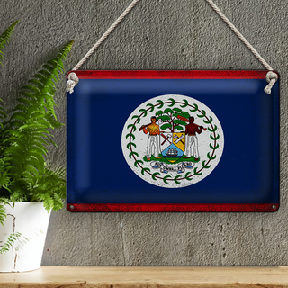 Blechschild Flagge Belize 30x20cm Flag of Belize Vintage