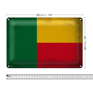 Blechschild Flagge Benin 30x20cm Flag of Benin Vintage