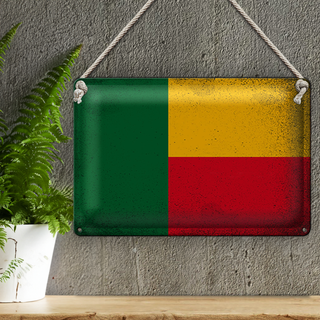Blechschild Flagge Benin 30x20cm Flag of Benin Vintage