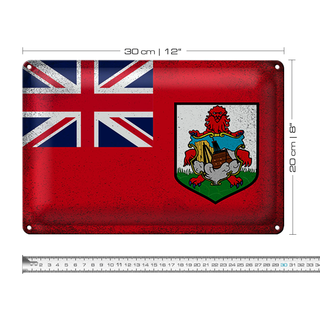 Blechschild Flagge Bermuda 30x20cm Flag of Bermuda Vintage