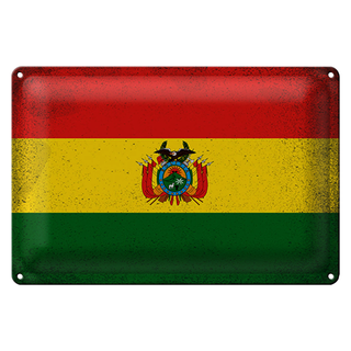 Blechschild Flagge Bolivien 30x20cm Flag of Bolivia Vintage