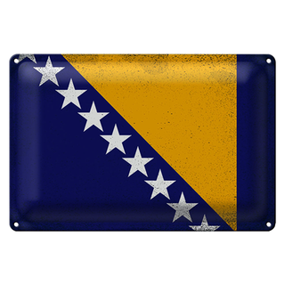Blechschild Flagge Bosnien und Herzegowina 30x20cm Vintage