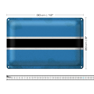 Blechschild Flagge Botswana 30x20cm Flag Botsuana Vintage