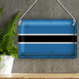 Blechschild Flagge Botswana 30x20cm Flag Botsuana Vintage