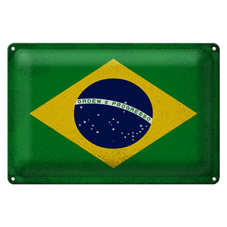 Blechschild Flagge Brasilien 30x20cm Flag of Brazil Vintage