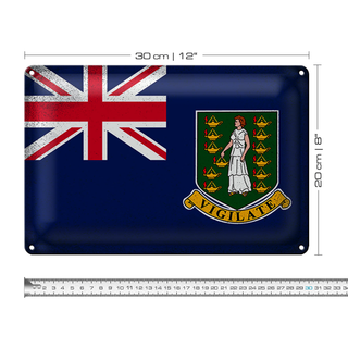 Blechschild Flagge Britische Jungferninseln 30x20cm Vintage