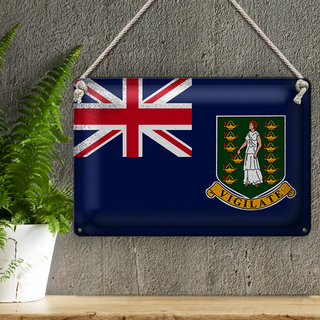 Blechschild Flagge Britische Jungferninseln 30x20cm Vintage