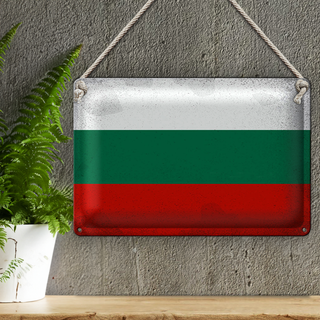 Blechschild Flagge Bulgarien 30x20cm Flag Bulgaria Vintage